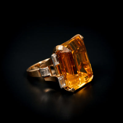 Vintage gold ring with citrine and diamond - #6