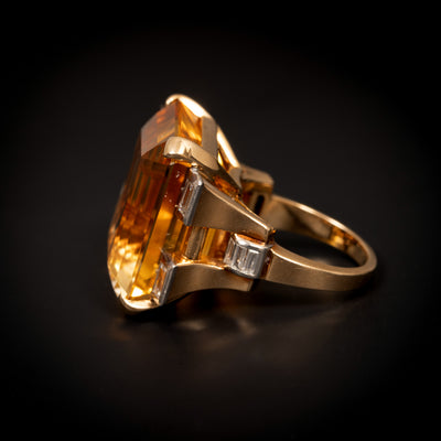 Vintage gold ring with citrine and diamond - #3