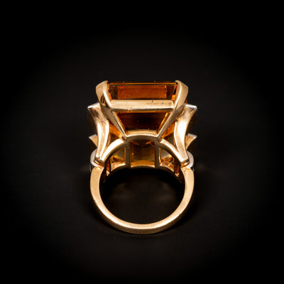 Vintage gold ring with citrine and diamond - #2