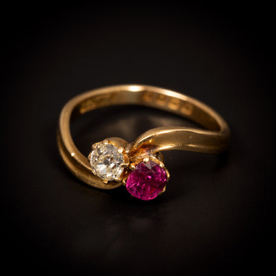 Toi-et-moi ring met robijn en diamant - #1