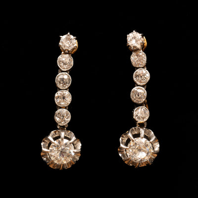 Antique gold and platinum earrings with diamonds - #1