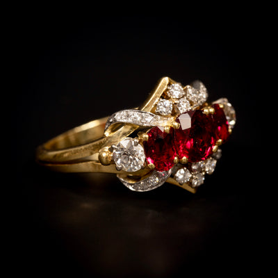 Vintage gold ring with ruby ​​and diamond - #2