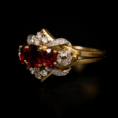 Vintage gold ring with ruby ​​and diamond - #3
