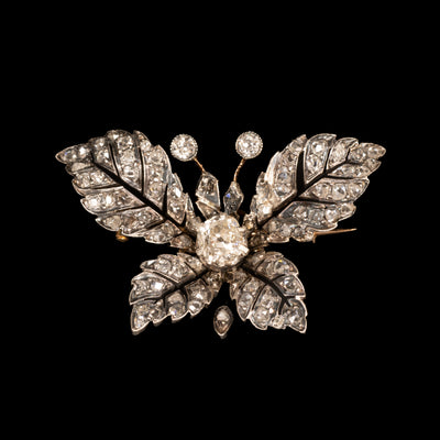 Antique butterfly brooch with diamond - #1