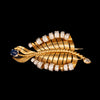 Kapitale gouden broche met saffier en diamant