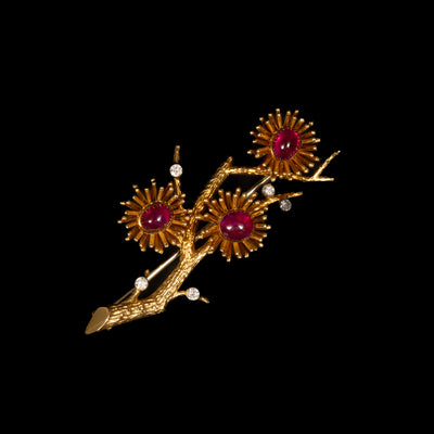 Takbroche met robijn en diamant - #3