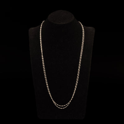 Long platinum necklace with natural pearls - #1
