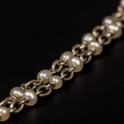 Long platinum necklace with natural pearls - #2