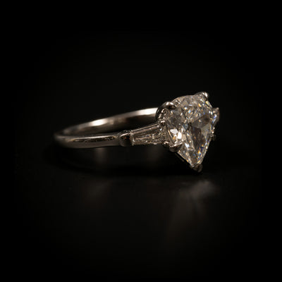 Vintage platinum ring with diamonds - #1