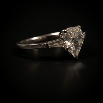 Vintage platinum ring with diamonds - #3