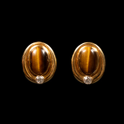 Vintage oorbellen met tijgeroog - #1