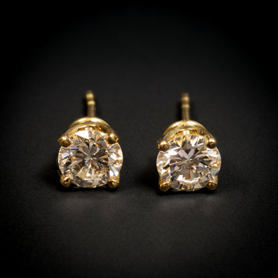 Gold earrings with diamonds - #1