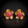 Retro gold earrings with rubies