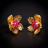 Retro gold earrings with rubies