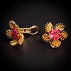 Retro gold earrings with rubies - #4