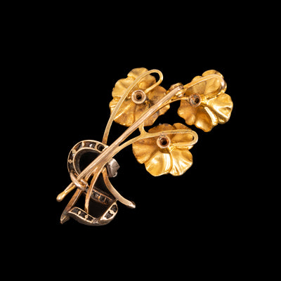Antique gold flower brooch - #4