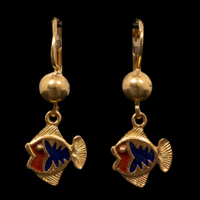 Gold earrings with moonfish - #1