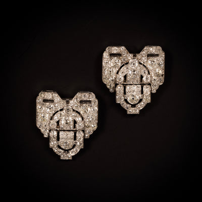 Platinum double brooch with diamonds - #6