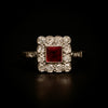 Platina ring met robijn en diamant