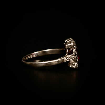 Platina ring met robijn en diamant - #2