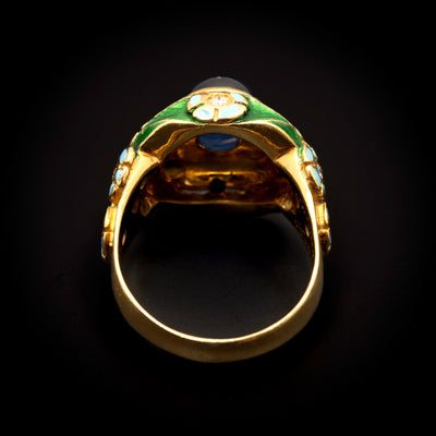Vintage gouden ring met email, saffier en diamant - #3