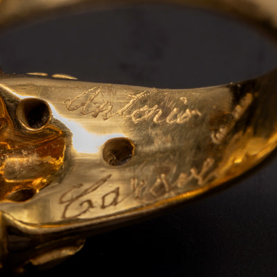 Vintage gouden ring met email, saffier en diamant - #4