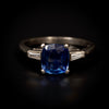 Platina ring met saffier en diamant