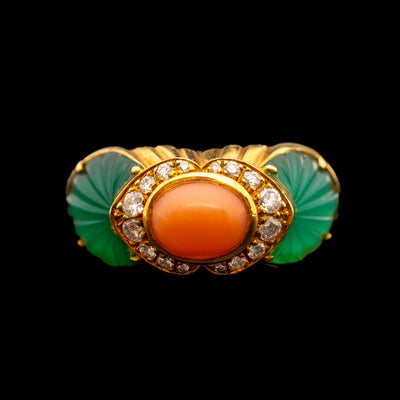 Vintage Cartier ring met koraal, chrysopraas en diamant - #3
