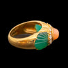 Vintage Cartier ring met koraal, chrysopraas en diamant