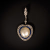Belle Epoque hanger met saffier, diamant en parel