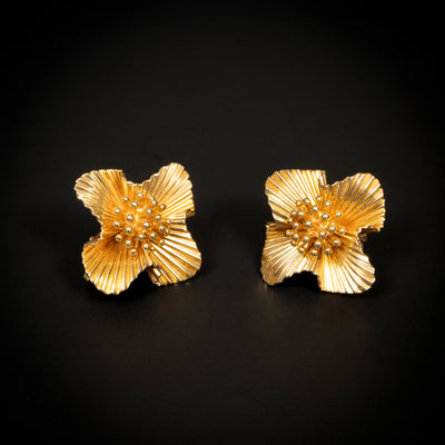 Bloemvormige vintage gouden oorbellen - #2