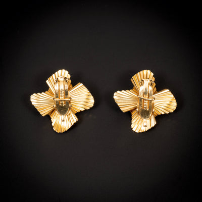 Bloemvormige vintage gouden oorbellen - #3