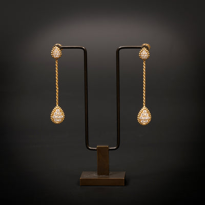 Vintage gold earrings with diamonds - #3