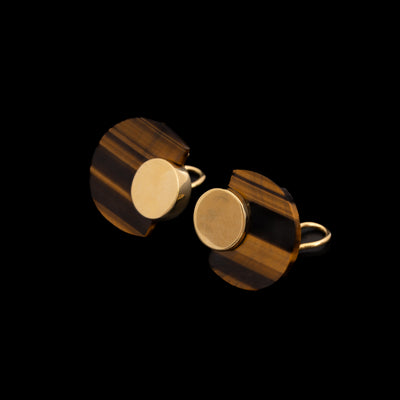 Gouden clipoorbellen met tijgeroog - #1