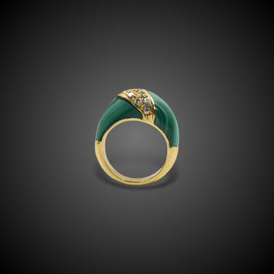 Vintage gold ring with malachite and diamond - #4