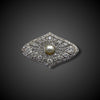 Platina Belle Epoque broche met diamant en parel