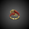 Vintage ring with coral and diamonds