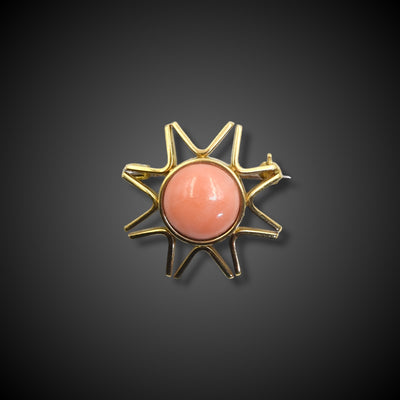 Vintage gold brooch in the shape of a sun - #1