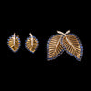 Gold leaf earrings with sapphires and diamonds - #5