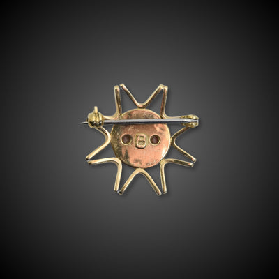 Vintage gold brooch in the shape of a sun - #2