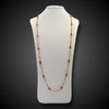 Vintage long gold necklace with tourmaline and pearls