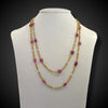Vintage long gold necklace with tourmaline and pearls - #2