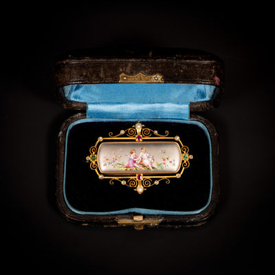 Romantic brooch with pearls, rubies, emeralds and diamonds - #2