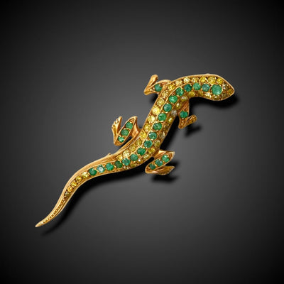 Lizard brooch with emeralds and diamonds - #1