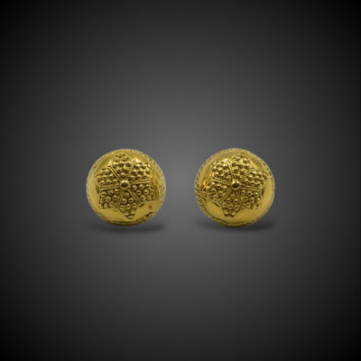 Gold button earrings with six-pointed star - #1