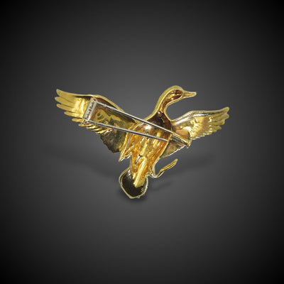 Gold brooch of a duck flying away - #2