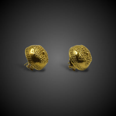 Gold button earrings with six-pointed star - #2