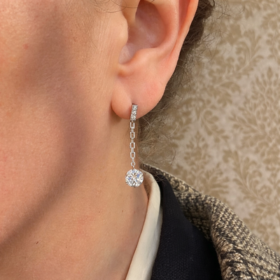 Vintage diamanten oorbellen in platina - #2