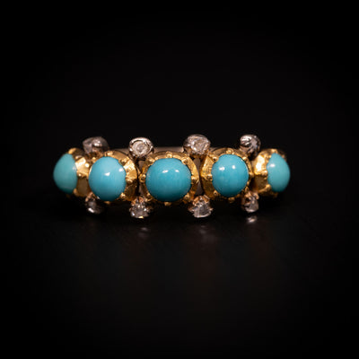 Victoriaanse ring met turquoise stenen - #3