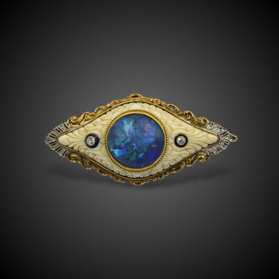 Antique brooch with black opal - #1